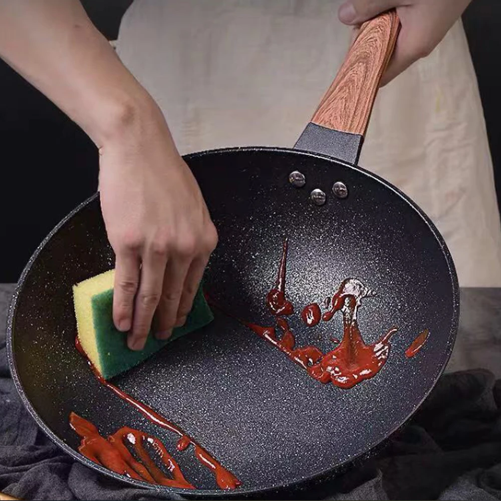 Sartén Wok profunda antiadherente de 32CM, Cocina de Inducción para el hogar, sartén Universal de Gas, cacerola, utensilios de cocina, olla de cocina frita