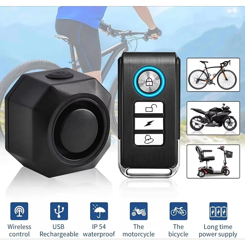 110dB Wireless Remote Vibration Sensor Alarm IP65 Anti-theft Security Doors and Windows Bicycle Bicycle Motorcycle