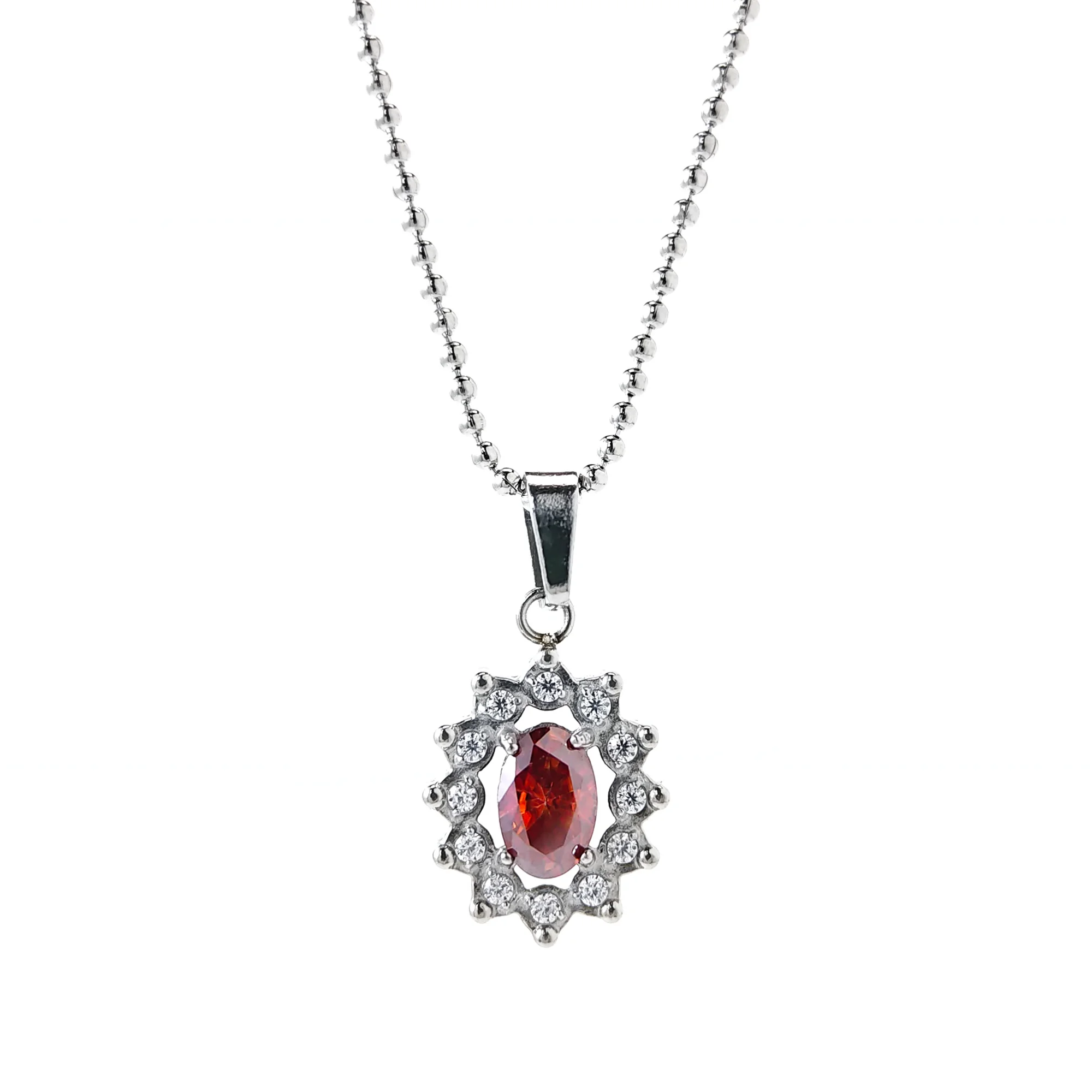 

1pc 0.5Carat Luxurious Red Synthetic Moissanite Pendant Necklace, Gentle and Lively Necklace.