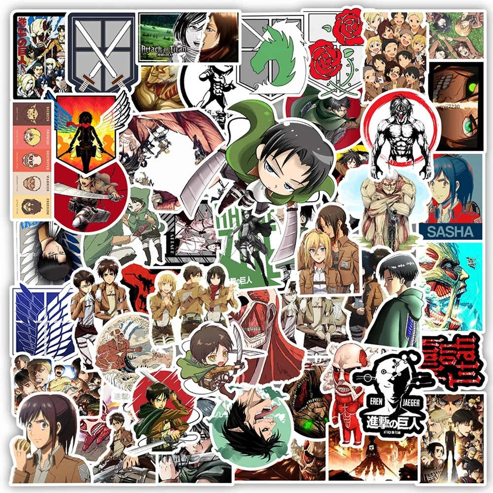 10/30/50pcs Attack on Titan Cartoon Stickers Cool Classic Anime decalcomanie bottiglia d'acqua cassa del telefono chitarra Graffiti Sticker giocattolo per bambini