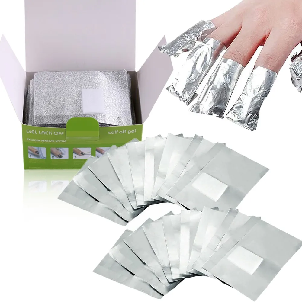 Folien nagel verpackungen-100 Stück Gel-Nagellack entferner Folien wickel für Nägel Gel entferner mit Watte pad zum Entfernen von Nagellack