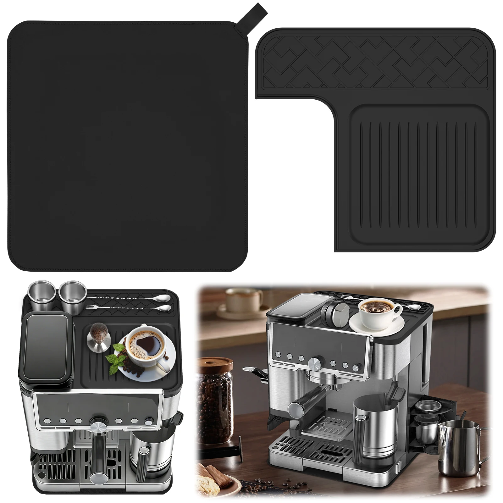 2Pcs Sliding Mat and Top Mat Set for Ninja Luxe Café ES601ES701 Espresso Machine Anti Slip Rubber Base and Silicone Cover
