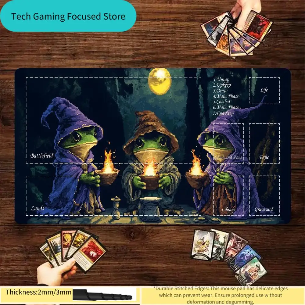 

Игровой коврик Magic The Gathering Frog Witch Coven, игровой коврик MTG с зонами, прошитыми краями, толщиной 2 мм/3 мм