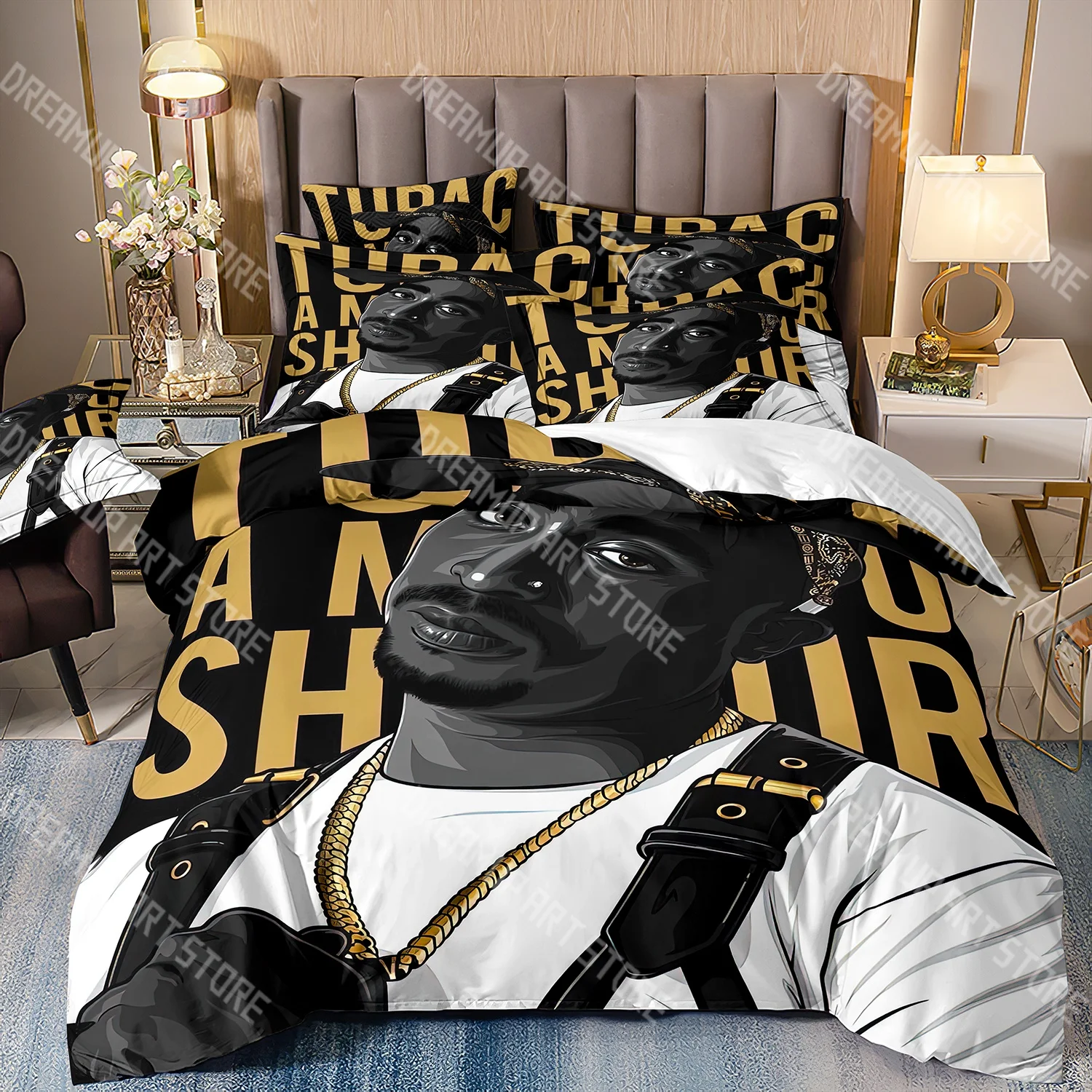 Fashion Rapper Tupac 2Pac Bedding Set Single Twin Full Queen King Size Bed Set Kids Bedroom Duvetcover Sets Bed Sheet Set