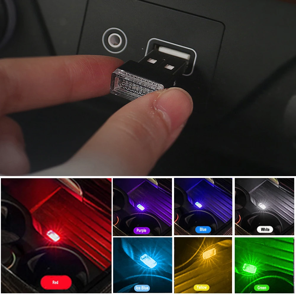 

Universal Flexible Mini USB LED Light Colorful Light Lamp for Car Decorative Atmosphere Lamp Bright Interior Car Accessories