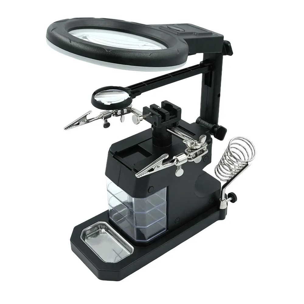 Schweißlupe mit LED-Licht, Hilfsclip, Lupe, Vergrößerungsglas, 3-in-1 Handlötstation mit Lötkolbenhalter. – Detail 29