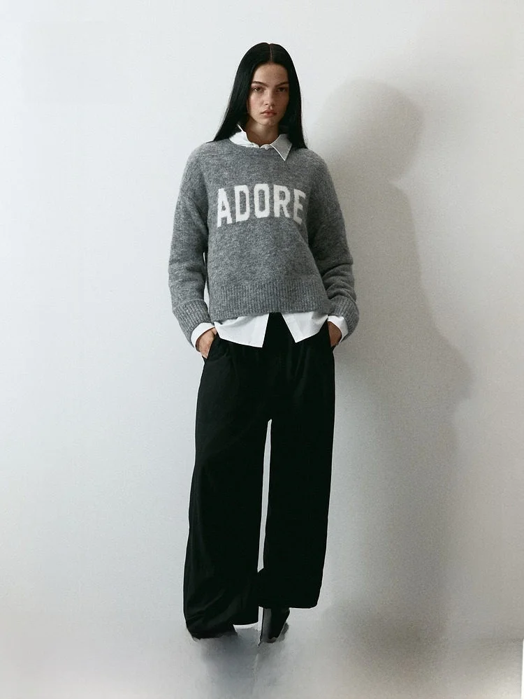 

Весенний новый женский вязаный свитер HM2026, свободный крой с вышитым узором, повседневный шерсть, полиэстер, нейлон, спандекс, смесь