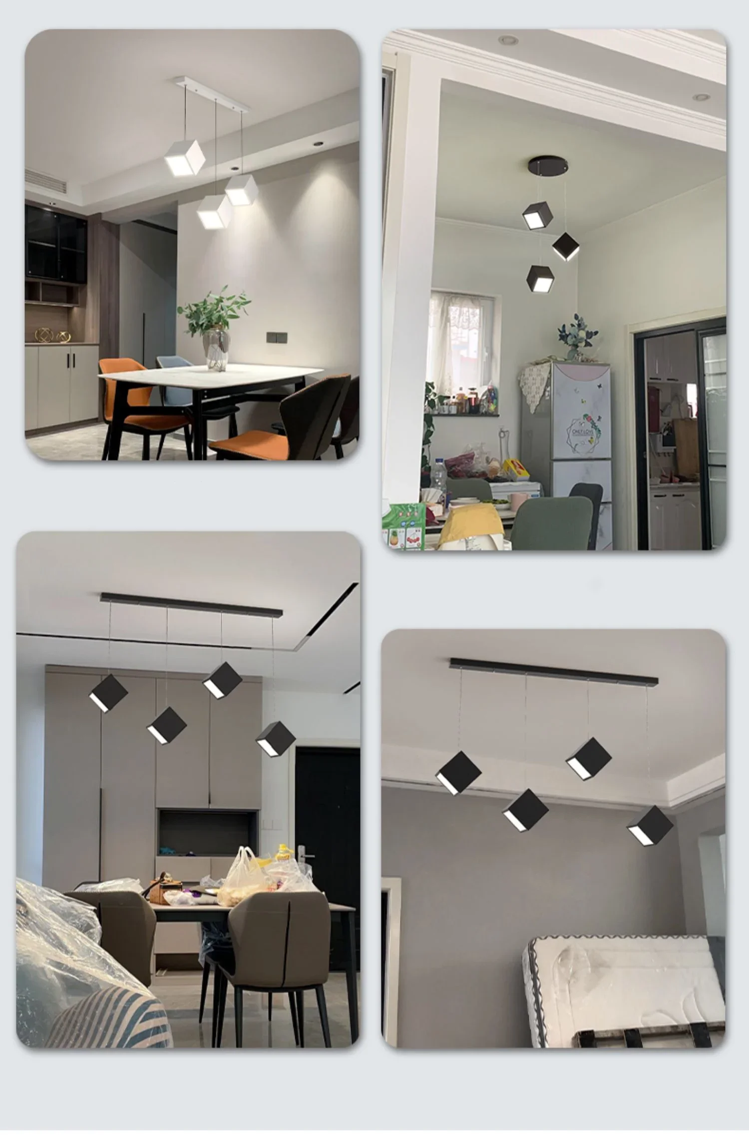 Modern Square White Creative Led Pendant Lamp Dining Room Dining Table Kitchen Dining Room Minimalist Pendant Lamp Lighting