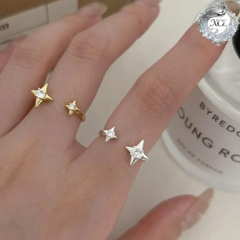 

Кольцо XCL S925 из стерлингового серебра с минималистичным дизайном, инкрустированное кристаллами CZ, регулируемое, модное ювелирное изделие для женщин, оптом