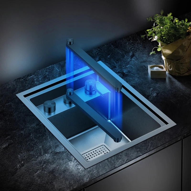 

Kitchen Nano Black King Kong Stainless Steel Small Single Slot Bar Invisible Sink Vegetable Basin