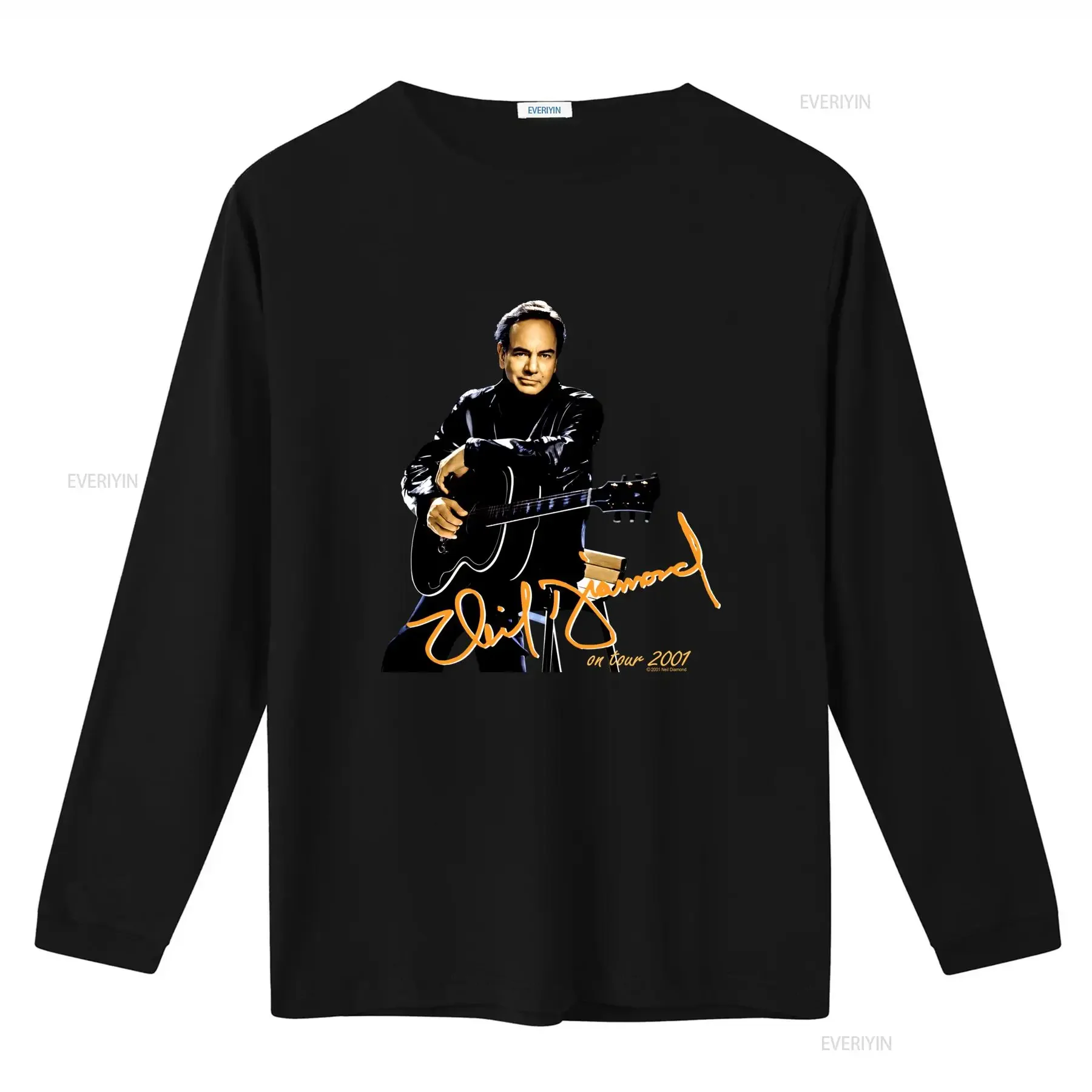 Neil Diamond 2001 Tour Black Cotton T Shirt All Sizes vintage Washed Breathable Casual Unisex streetwear homme Stretched