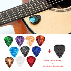 10Pcs Plectrums 1 Pick Holder Electric Celluloid Acoustic Guitar Picks Colorful