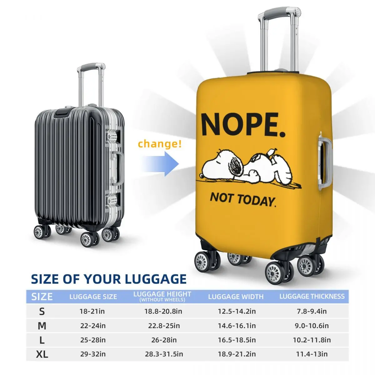 Custom Cute Cartoon Snoopy Suitcase Cover Dust Proof Luggage Covers Protector for 18-32 inch