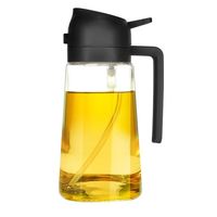 2-in-1 Oil Sprayer Dispenser Automatic Lid 450/600/200ml Cooking Spray Bottle Anti-Leakage Glass Vinegar Dispenser BBQ