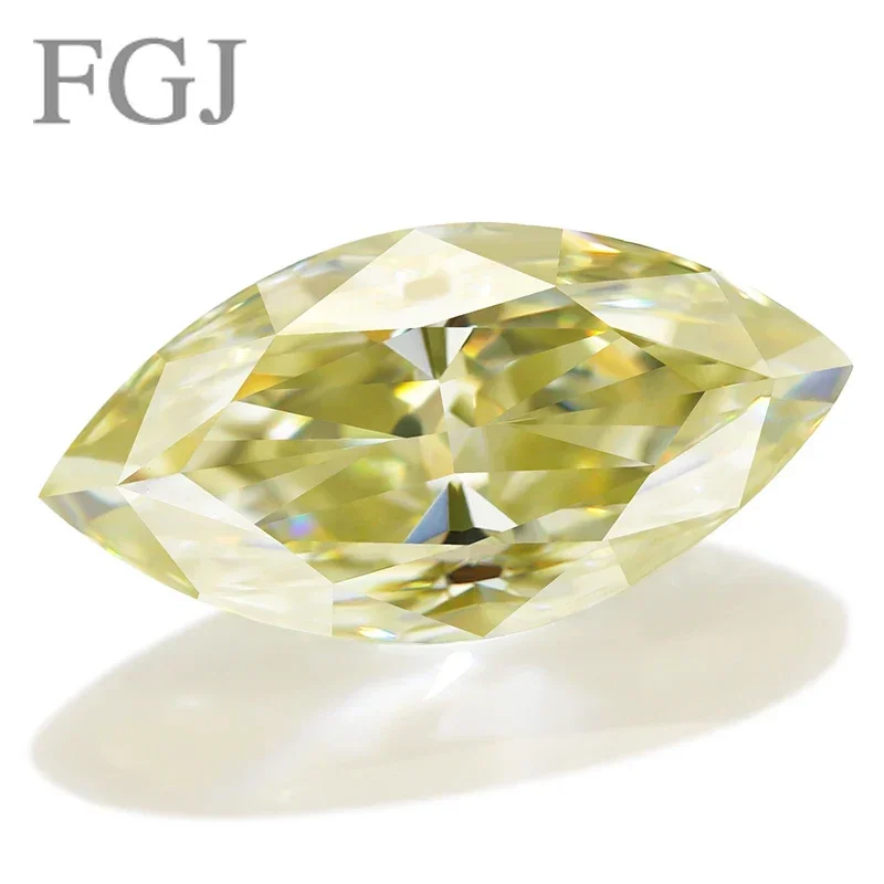 GRA Marquise Shape D VVS1 Yellow Color Crushed Ice Cut Loose Moissanite Diamond Test Positive for Jewelry Ring Making Diy