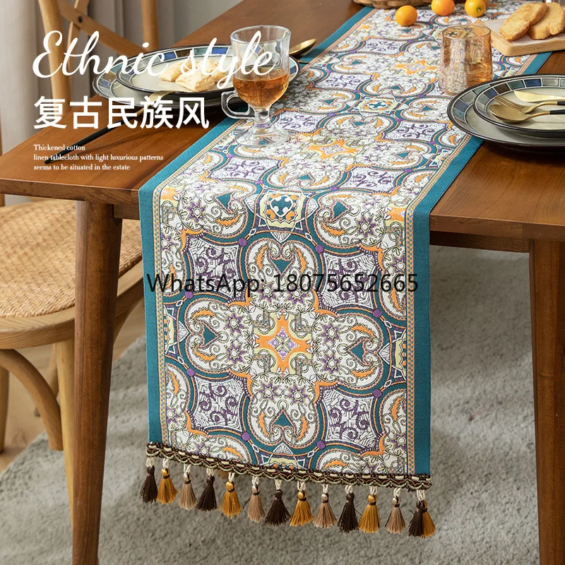 Decorative long strips of fabric for hotels and b&bs, tassel bed flags, table jacquard