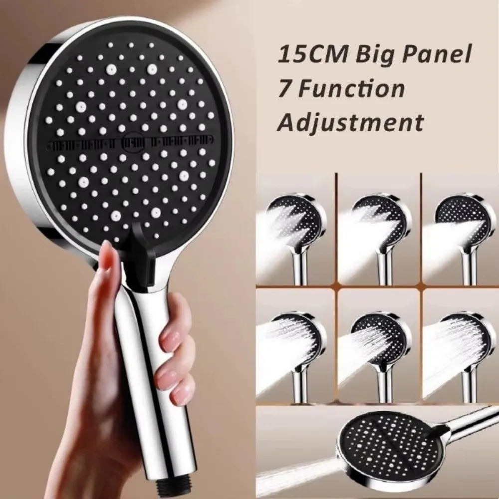 

New 15CM Shower Head Large Panel High Pressure Bathing Showerhead Adjustable Spray 7 Modes Shower Nozzle For Hard Water