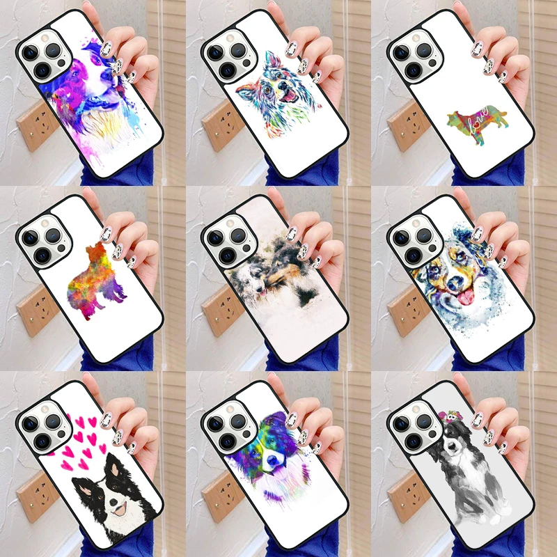 Border Collie Watercolor Phone Case Cover For iPhone 16 15 SE2020 6 6s 7 8 plus 11 12 mini 13 14 pro max shell coque