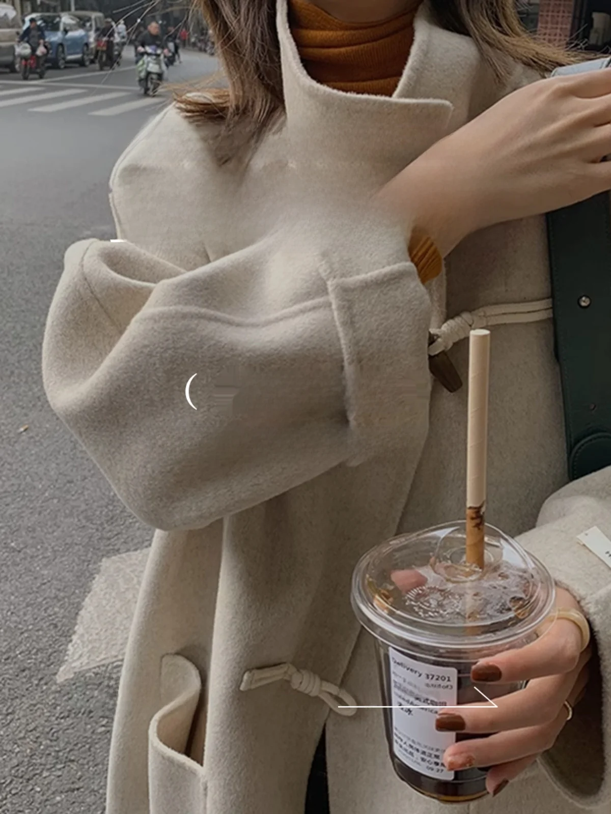 

Fall Winter Special Offer Upper Wear Collection Ele Commute Sle Woolen Coat for Young Women Mid-Length Pure Color