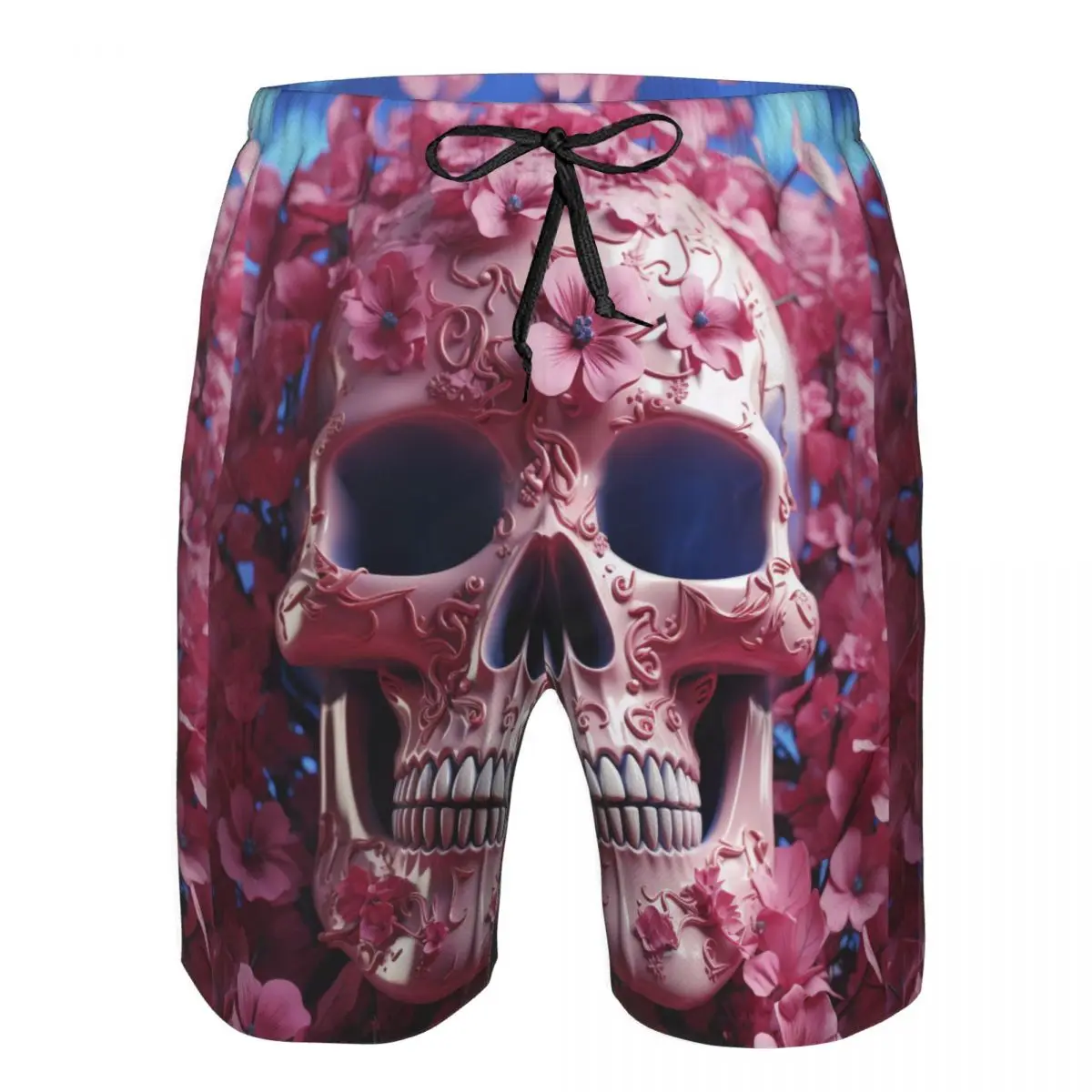 

Swimwear men bermuda Men Shorts Beach Human Skeleton Skull With Flowers Quick Dry Seaside Mens Vacation Shorts Male