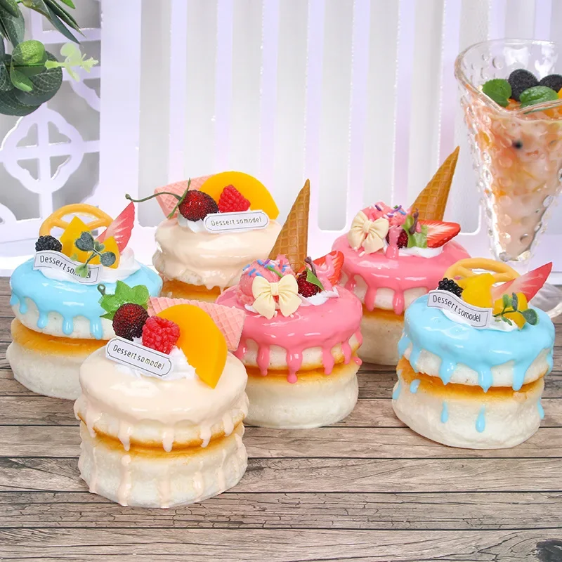 1PC Double-deck Artificial Cake Dessert Fake Food Decoration Photography Pro Food Simulation Cake Model Tea Table Decoration