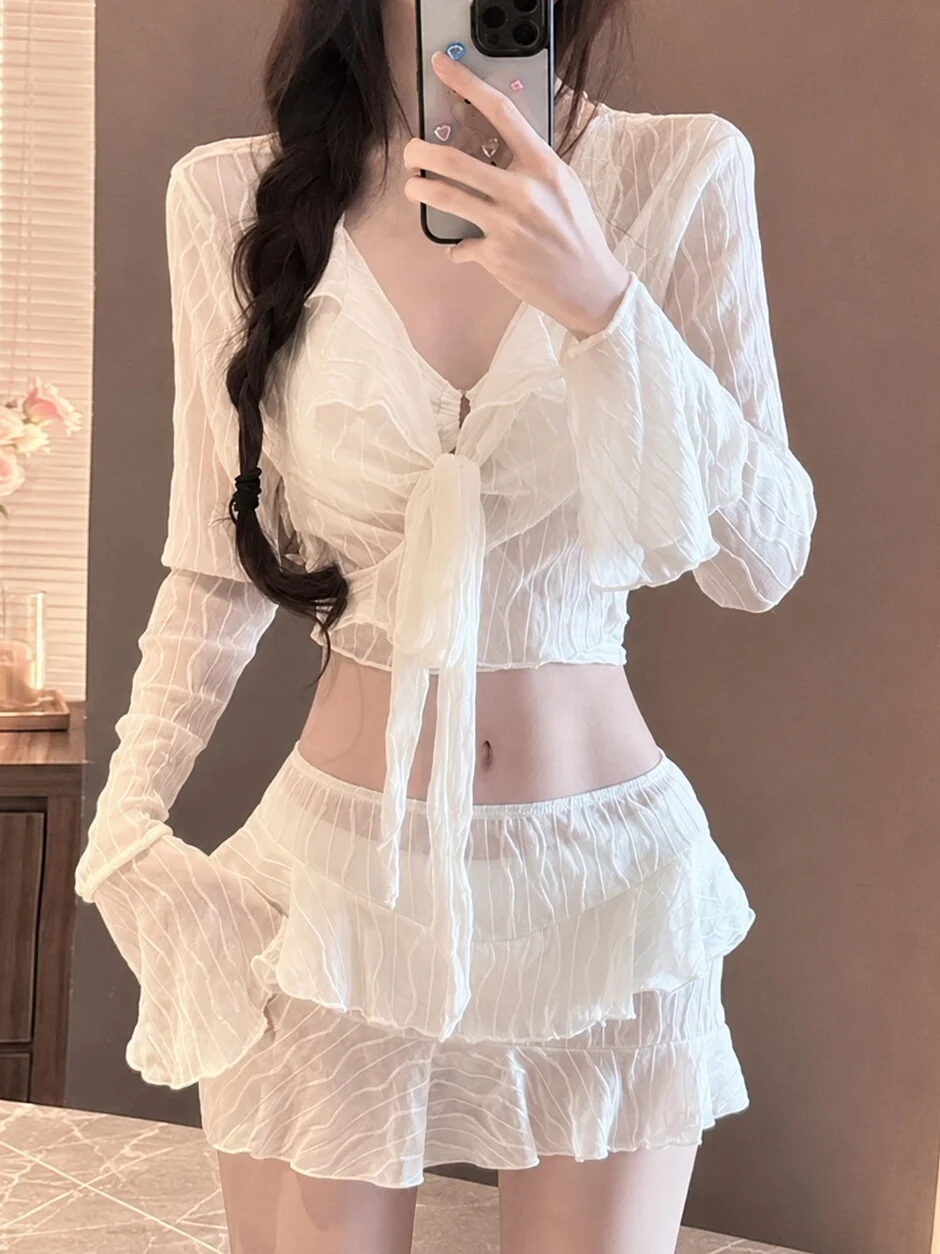 Traje de Baño Bikini Sexy para Mujer, Conjunto de Cuatro Piezas con Aro, Efecto Reductor y Relleno en el Pecho, Ideal para Ag...