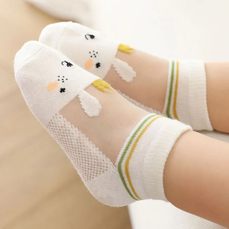 5 Pairs Girls Socks Cartoon Animal Mmesh Breathable Children Kids Socks For Summer