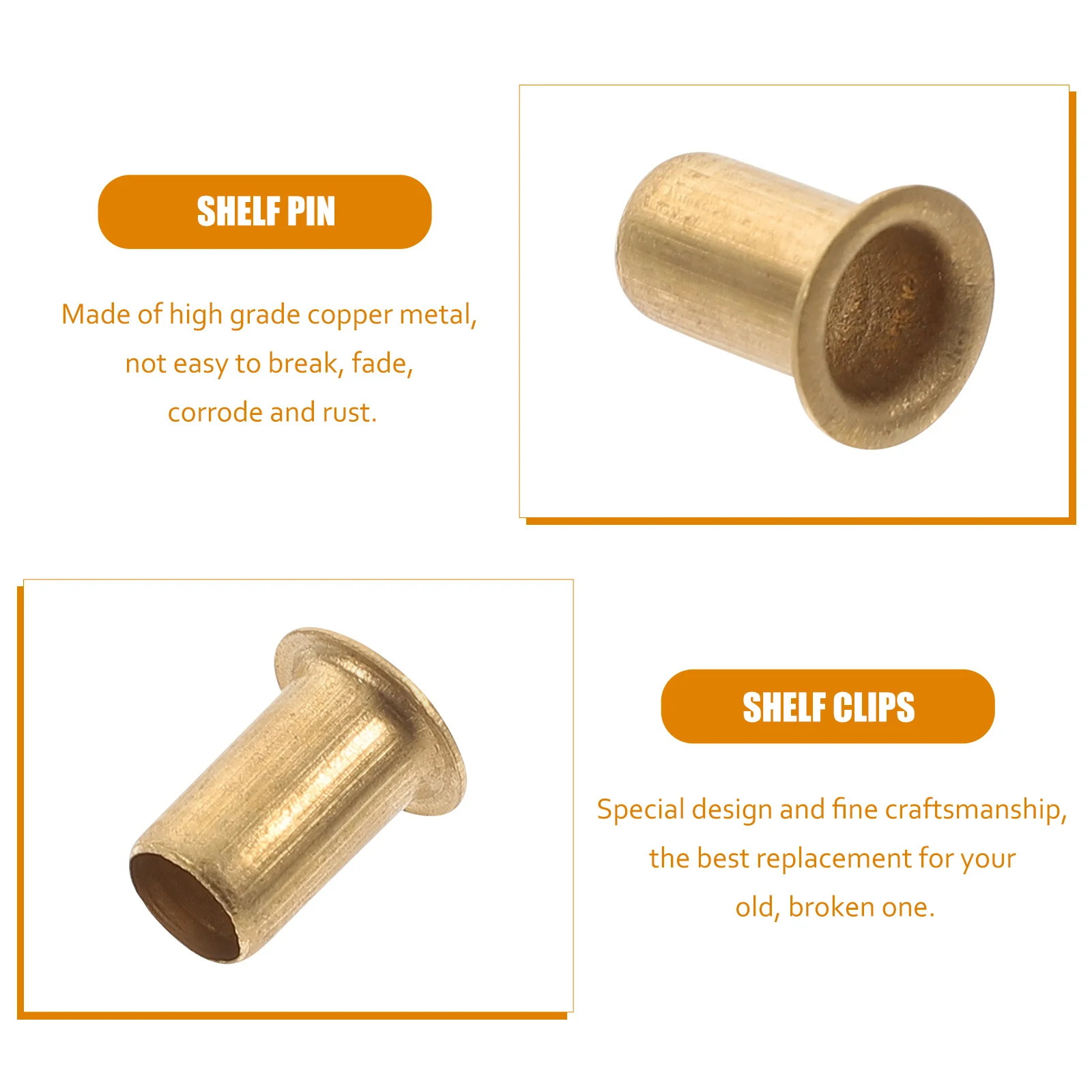 

30Pcs Copper Shelf Pins M6x10 Cabinet Shelf Supports Metal Pegs for Furniture Shelves Kitchen Cabinet Clips Cupboard Support Pin