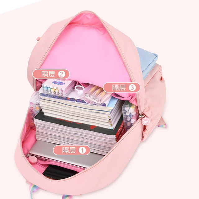 Bolsa de ombro impermeável arco-íris com alça, mochilas escolares para adolescentes e meninas, mochilas infantis e infantis, moda coreana