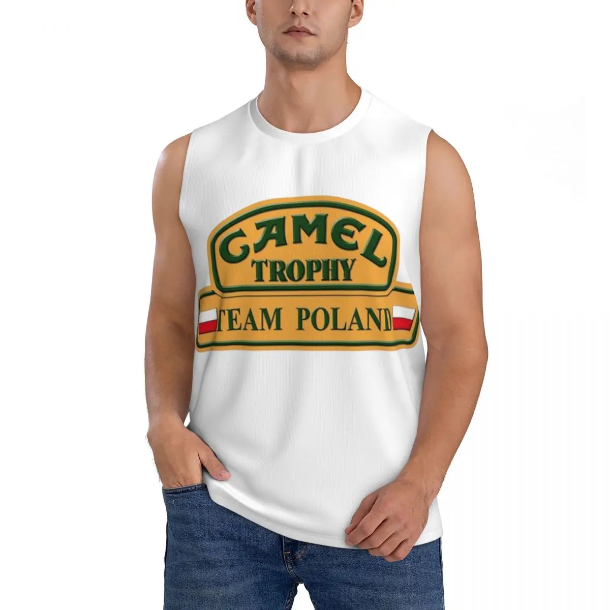 Camel Trophy Men Sleeveless Tank Tops Quick Dry Breathable Gym Fitness Running Summer Casual Sport Vest