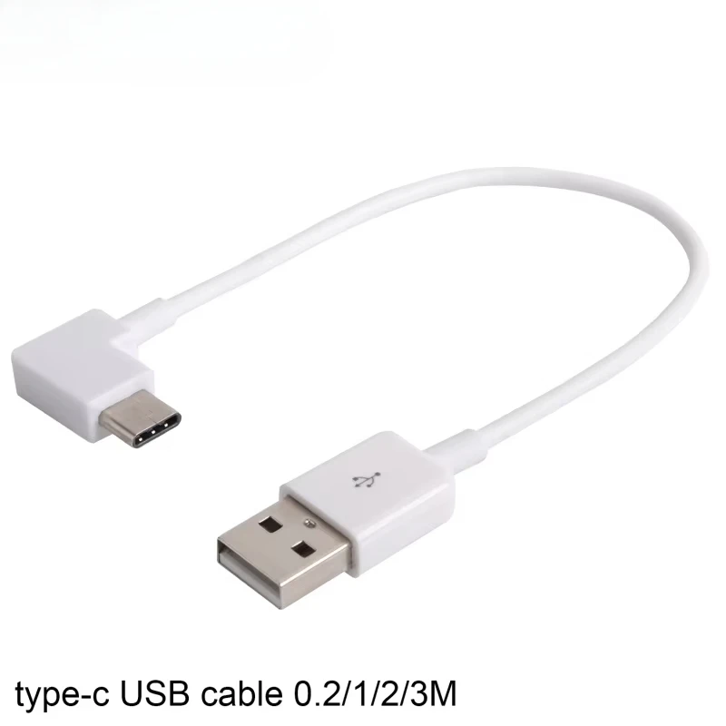 White USB-C USB 3.1 Type-C Elbow 90 Angle Data Charging to USB A 2.0 Cable 0.2m 1m 2m 3m Type C Cable for Tablet & Mobile Phones