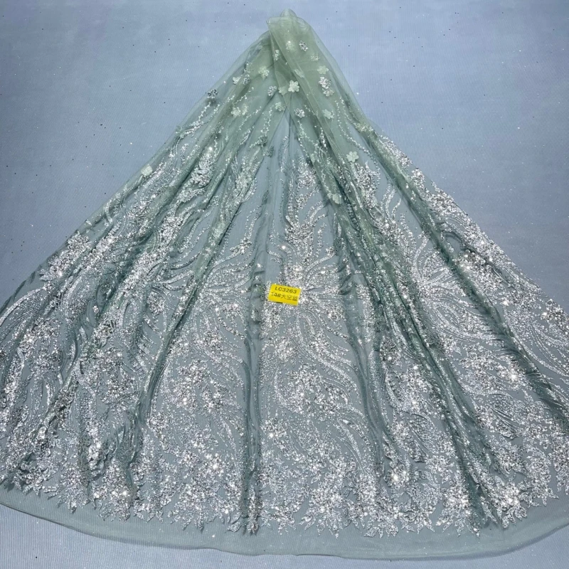 

10 Yards Light Green Patterned Wedding Dress Fabric Mesh Spray Lace 150cm Wedding Party Pink Spray gold Tull fabric