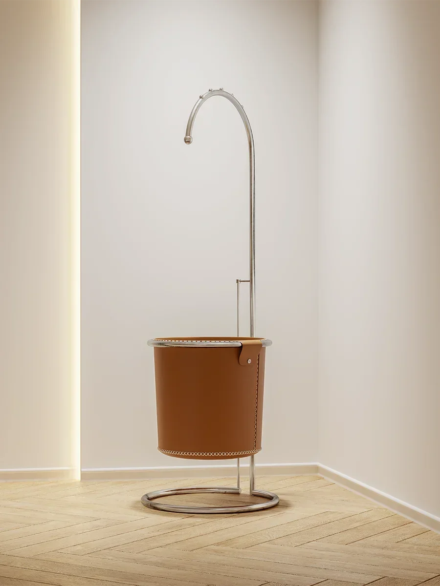 

Leather Bucket Coat Rack Retractable Ins Style Metal Clothes Hanger
