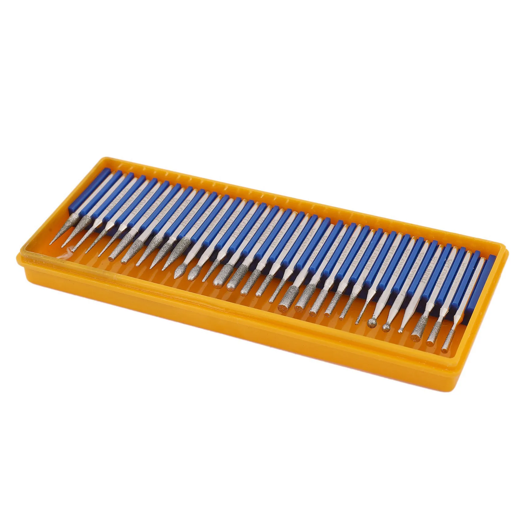 TFTP-60 Pcs Bur Grinding Stone Grinding Head Set Coated Carving Burrs Rotary Tool Bit Grit 120 Shank 3Mm 1/8 Inch For Dremel Too
