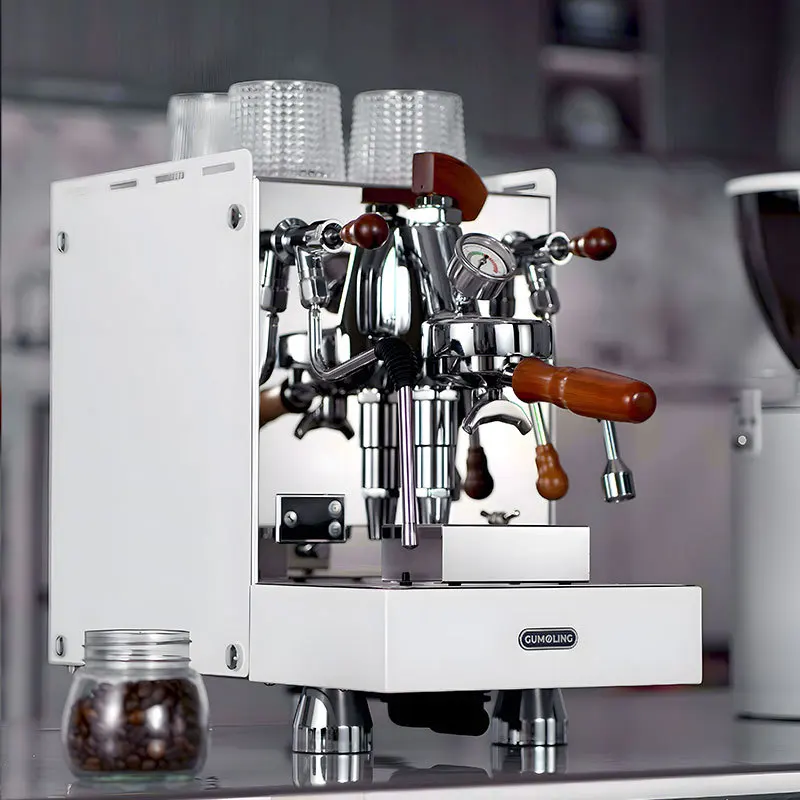 ماكينة صنع القهوة الإيطالية شبه الأوتوماتيكية، مصنوعة من مواد الفولاذ المقاوم للصدأ، طراز صناعي، ماكينة متعددة الوظائف #2