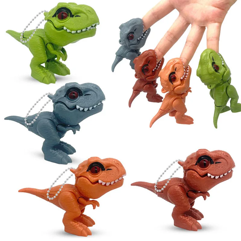 

3PCS Biting Finger Dinosaurs Action Figures with Movable Mouths Funny Gifts Backpack Charm Juguetes Para Bromas Divertidas