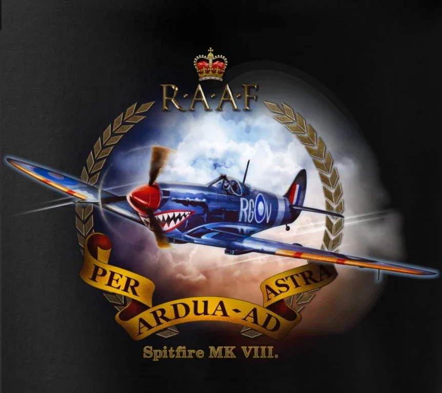 

Royal Air Force Mk VIII Spitfire Fighter T-Shirt 100% Cotton O-Neck Summer Short Sleeve Casual Mens T-shirt Size S-3XL