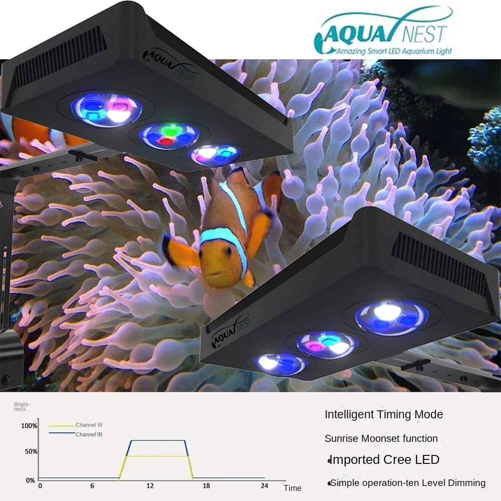 Smart Coral Light 30W 40W WiFi Full Spectrum LED Lamp for Aquarium Fish Tank Color Temperature Adjustable Intelligent Control