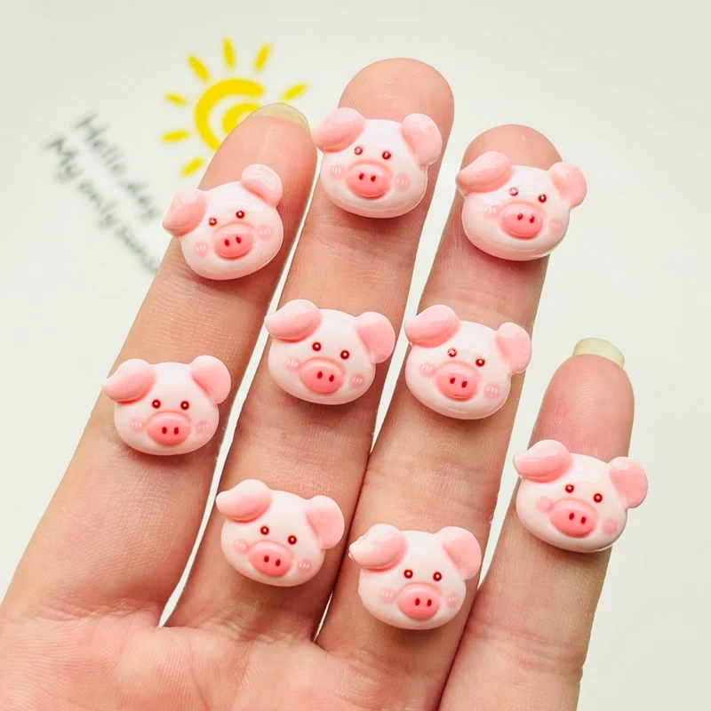 20 Pcs Cute Mini Cartoon Animal Piglet Resin Figurine Crafts Ornament Jewelry Manicure Hairpin Making Accessories