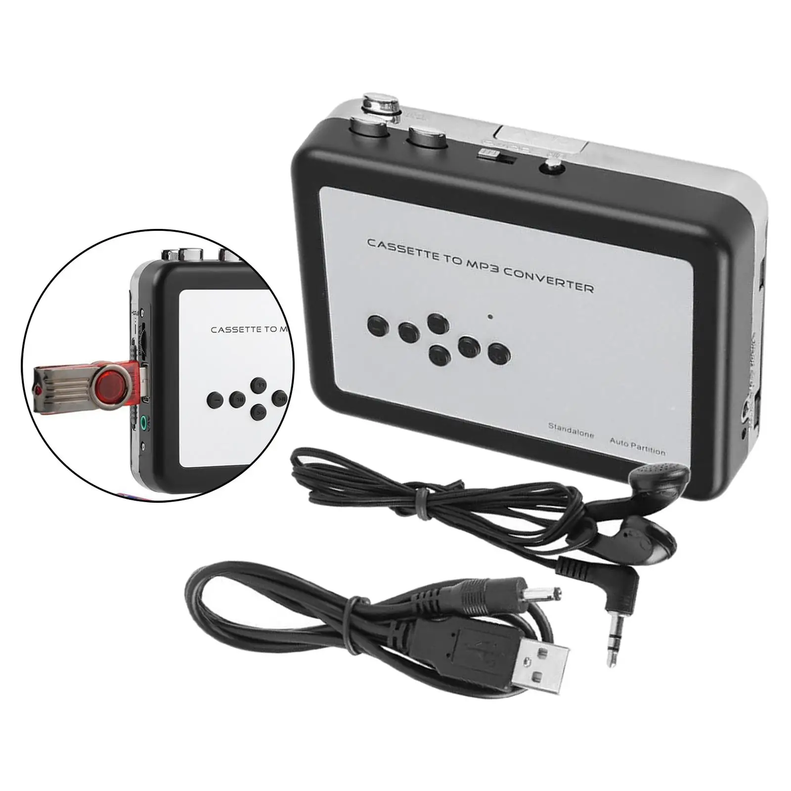 Конвертер USB-ленты 2-в-1 Аудиолента в флэш-накопитель ПК Нет необходимости компьютером