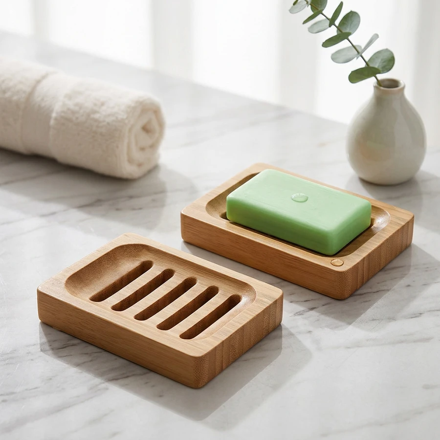 1/2Pcs Bamboo Soap Holder for Shower Wooden Soap Holder Shower Accessories Tray Soap Holder for Kitchen Sink Tray Bathroom
