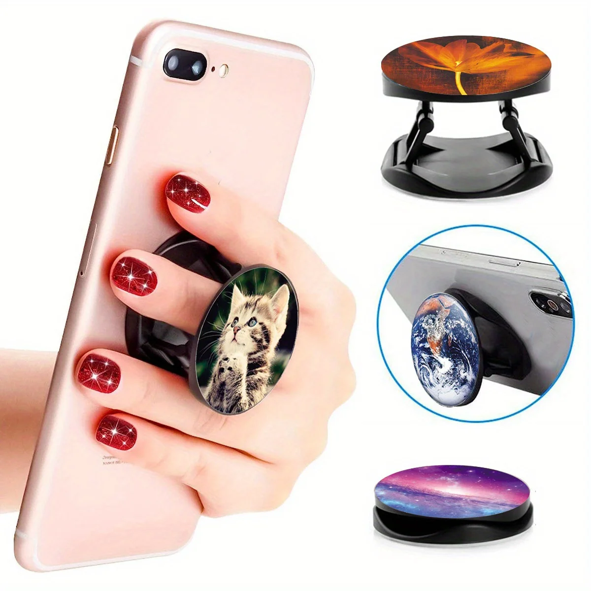 6 Pack Universal  Expanding Phone Mount Grip Holder for Cellphone,Collapsible Stand  Foldable Cell Phone Stand