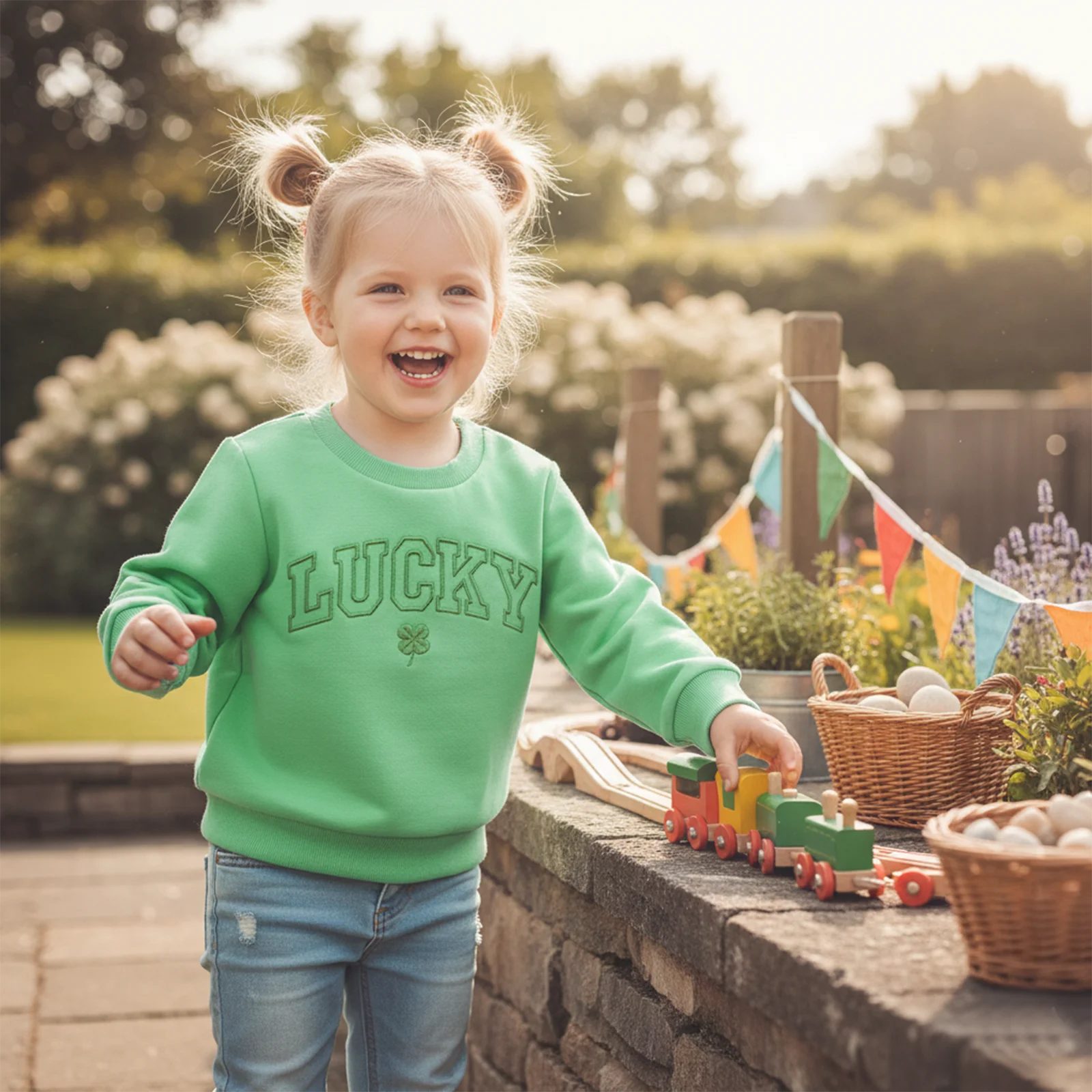 Baby Irish Sweatshirts Cute Shamrock Letter Embroidery Long Sleeve Pullovers Toddler Tops