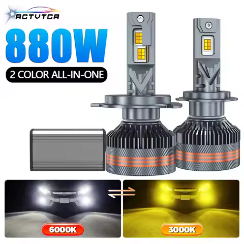6000K 3000K Two Color All-In-One LED Headlight H1 H3 H7 H4 9005 HB3 9006 HB4 H8 H9 H11 9012 Car Lights Suitable for 12V 24V cars