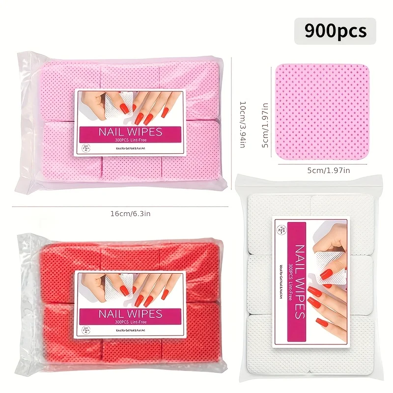 300～900枚入り、糸くずの出ないネイルポリッシュリムーバージェル、キューティクルワイプ＆パッド、マニキュア・ペディキュア用吸収性使い捨てクリーニングツール