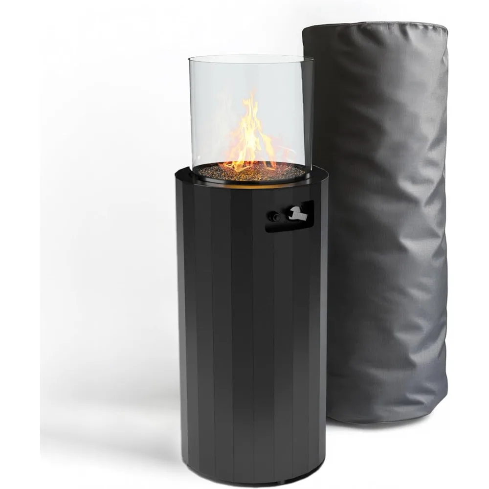 

Наружный газовый камин Planika BINO — черная колонна со стеклянным экраном для использования в патио и саду, включая наружную крышку