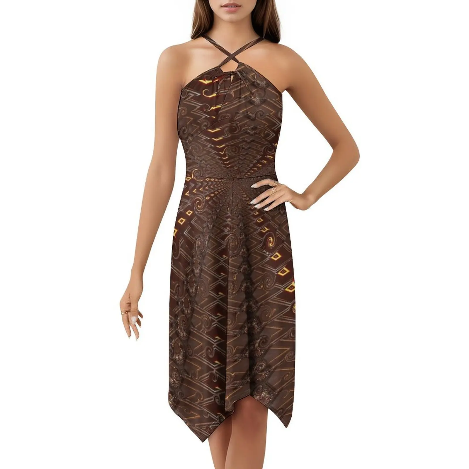 فستان حفلات أنيق للسيدات من خلال الزمن، فستان على شكل حرف A مع خيارات قصيرة/طويلة/بدون أكمام، عملية رقمية للسفر