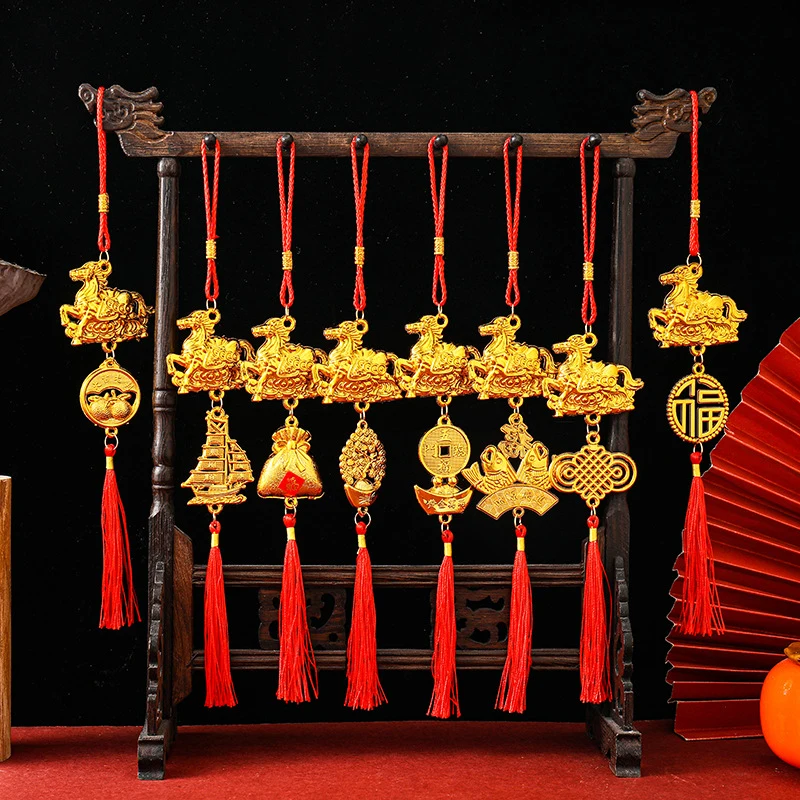 1PC 2026 Year Of The Horse Wall Hanging Ornament Chinese New Year Lucky Decor Accessories Housewarming Small Pendant Gifts