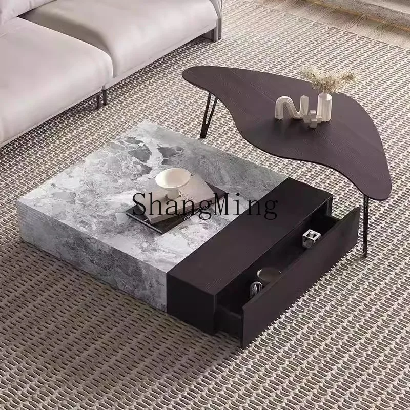 

FG light luxury rock slab coffee table living room home minimalist modern high-end square coffee table