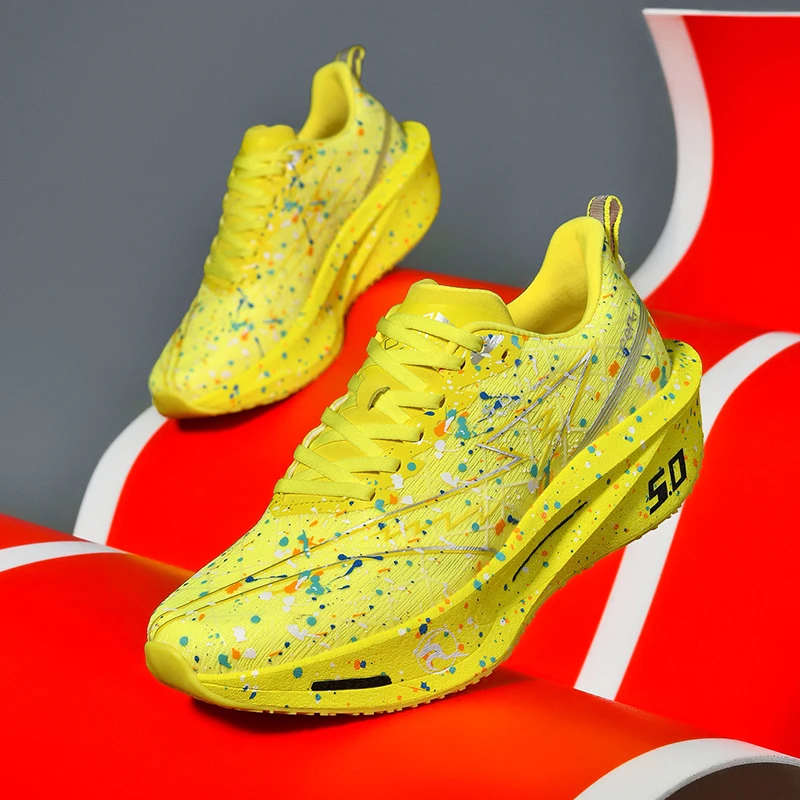 

Men Sports Running Shoes Casual Marathon Carbon Plate Breathable Lightweight Women's Comfortable Athletic Nonskid Sneakers